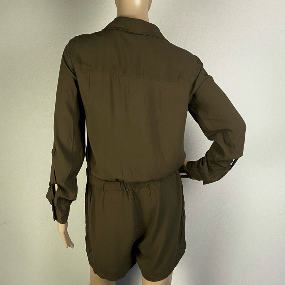 NEW MICHAEL MICHAEL KORS OLIVE GREEN ZIP-FRONT ROMPER - Picture 4 of 4
